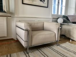 Original LC3 Sessel Le Corbusier von Cassina Textilbezug