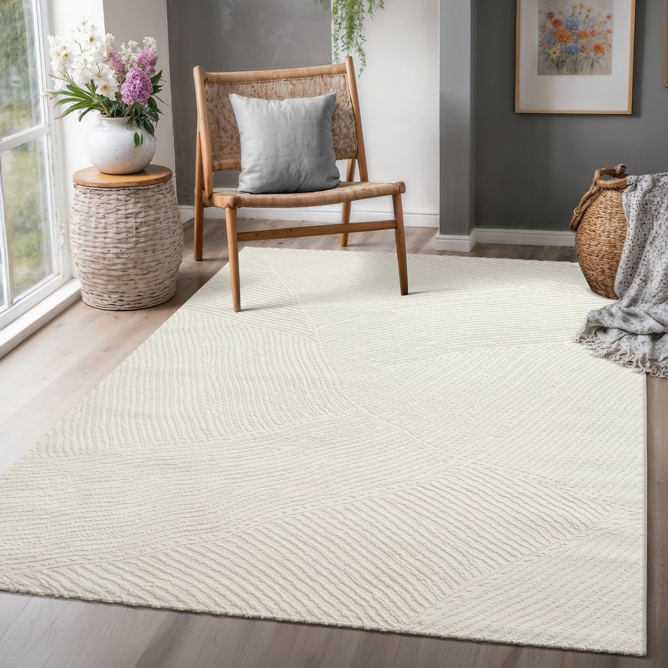 Tappeti: Moderner Teppich, abstraktes Muster, weiss, 160x220cm – Nuovo e nell'imballaggio originale da Reinach AG venduto da carpethouse