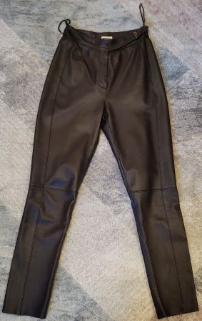 Pantalon en cuir taille haute femme, taille 34.