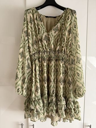 Robe Zara verte motif bohème, taille M - Été, soirée!
