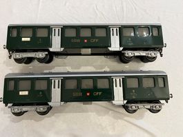 HAG 157 SBB Personenwagen Spur 0 30cm lang grün 3. Klasse 2x
