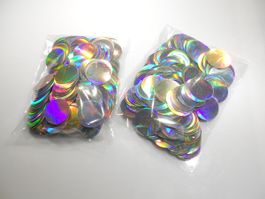 Pailletten rund silber Hologr., 3 cm,1 mm Loch, 50 gr.Paket.