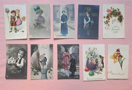 20 uralte Kunst/Kitsch-Karten 1913, 1919, 1923, 1925 ...