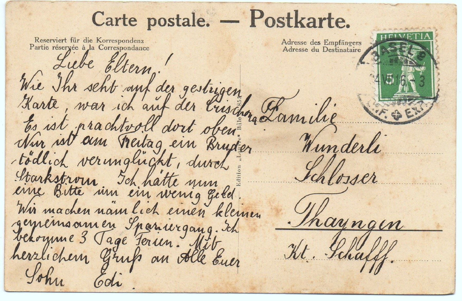 Cartoline postali: BASEL mit mittlere Rheinbrücke - Tram – Usato da Jona venduto da philajona 1