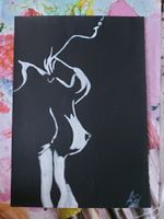 Dipinto moderno nudo busto donna bianco nero originale‪‪