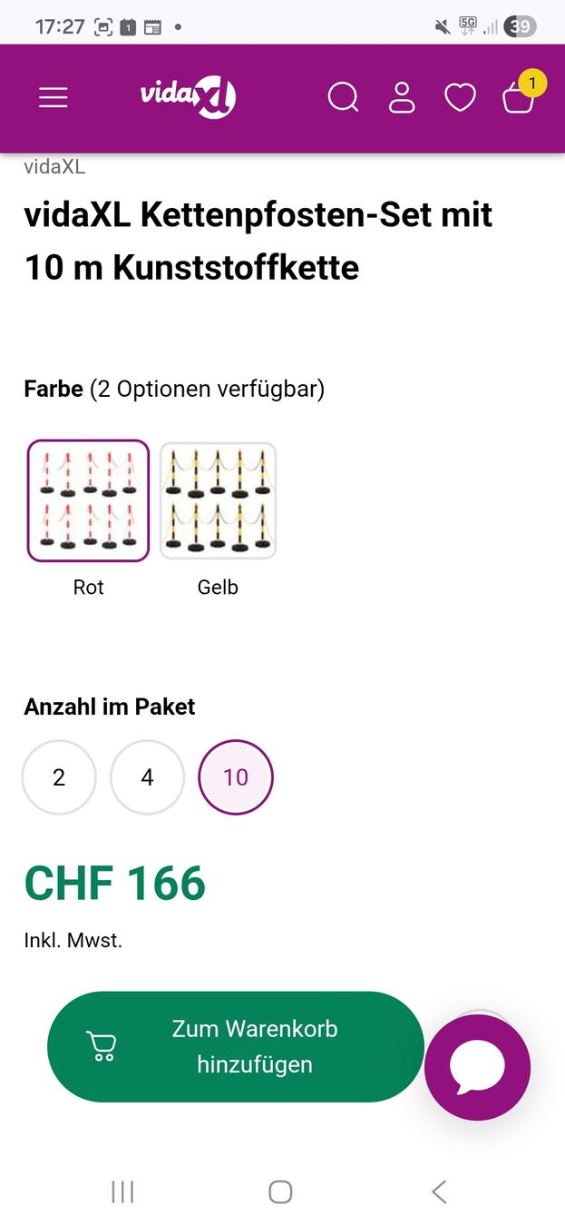 Recinzioni: Absperrposten mit Kette – Nuovo e nell'imballaggio originale da Urtenen-Schönbühl venduto da ger_lv75 1