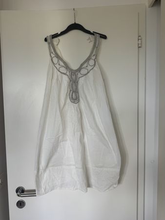 Damen Kleid Baumwolle Weiss Grösse 36 bestickt