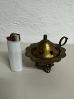 Messing Räuchergefäss mit Deckel verziert 