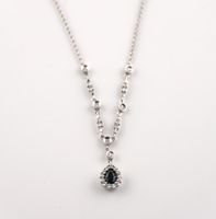 Weissgoldkette 18K mit Saphir und Diamanten
