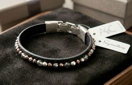 Dezentes Verganes-Lederarmband mit Swarovski von A&C - Neu