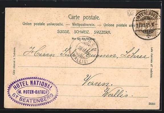 Cartes postales: St. Beatenberg, Hotel Pension National,  – D'occasion à Berlin par bartko-reher 1
