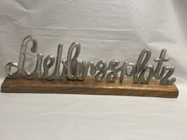 Deko/Lieblingsplatz/Aufsteller/Mangoholz & Aluminium/NEU/OVP
