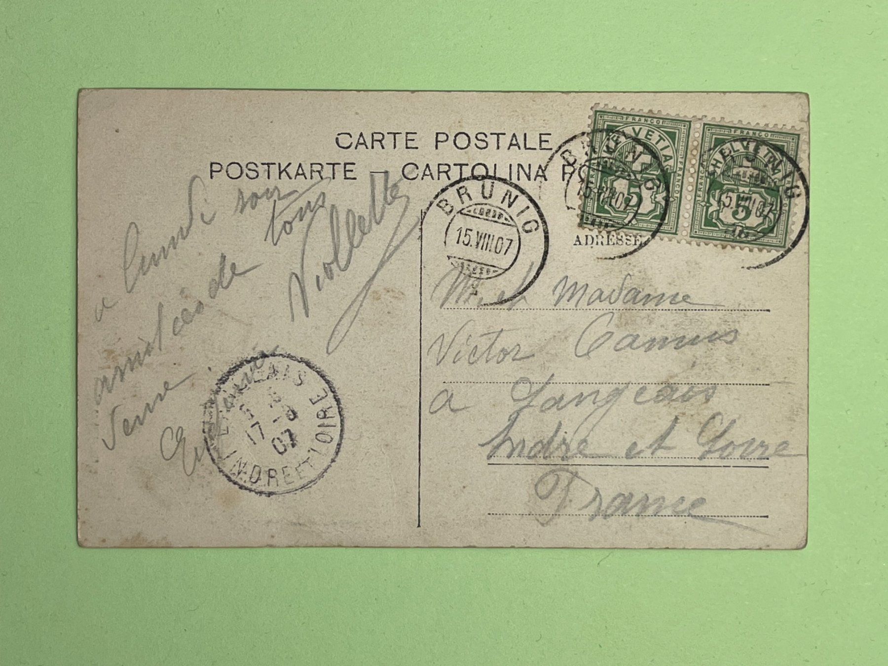 Cartoline postali: Brünigbahn - Passhöhe - Stempel Brünig 1907 – Usato da Steg VS venduto da _vinci_ 1