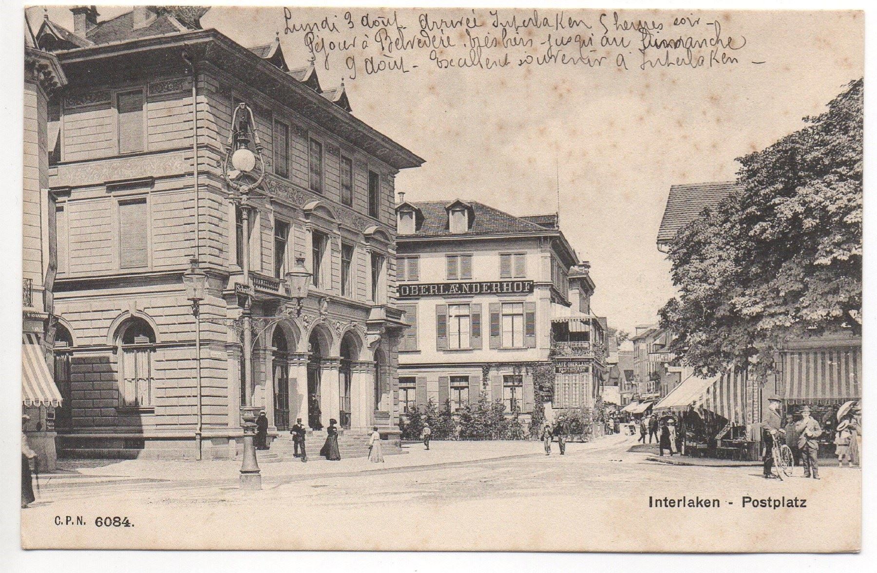 Cartoline postali: INTERLAKEN Postplatz belebt – Usato da Jona venduto da philajona