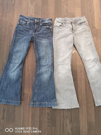 2er SetJeans Flared, Gr. 140 - 146,Top Zustand, grau /blau