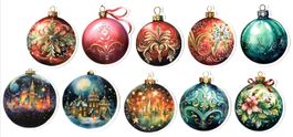 10 Stk. Weihnachtskugeln Sticker, Set 3, ca. 5x6 cm