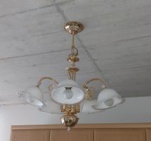 Retro ital. Design Deckenleuchter & Tischlampen Messing/Glas