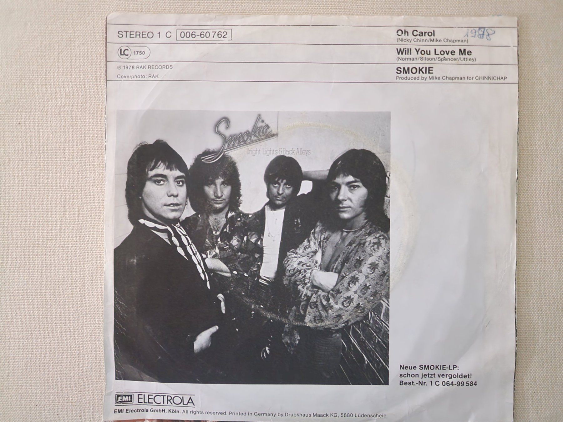 Dischi in vinile: Smokie Single - Oh-Carol – Usato da Root venduto da atelier22 1
