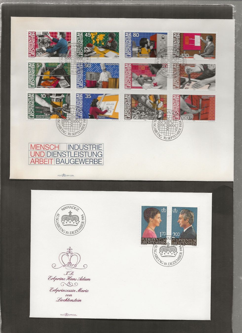 Tutti i francobolli: 16 FDC Liechtenstein 1984 bis 1986 – Usato da Au ZH venduto da xelagreb01 2