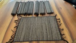 8 Platzsets aus Naturmaterial mit Fransen, Top Zustand!