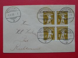 1909: Nr.117 Vierer-Block auf Brief, von RICHTERSWEIL (ZH)