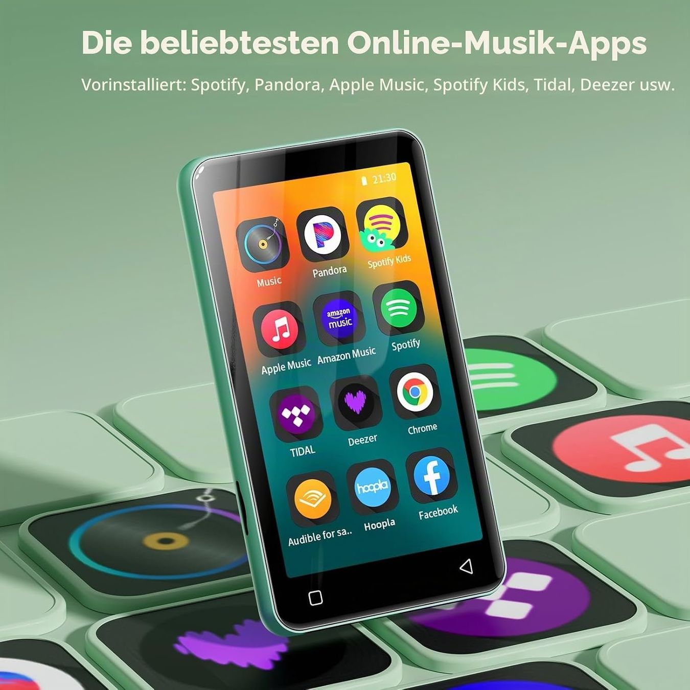 Tragbarer Mediaplayer: MP3-Player mit Bluetooth und WLAN 4" Touchscreen HiFi Grün – Neu und originalverpackt aus Schaffhausen von Alvora 1