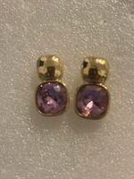 Jolies boucles d’oreilles plaquées et pierre  violets
