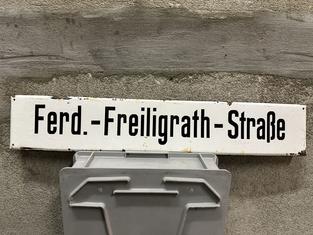 Insegne: Ferd.freiligrath strasse Strassenschild Name – Usato da Reinach AG venduto da rares75