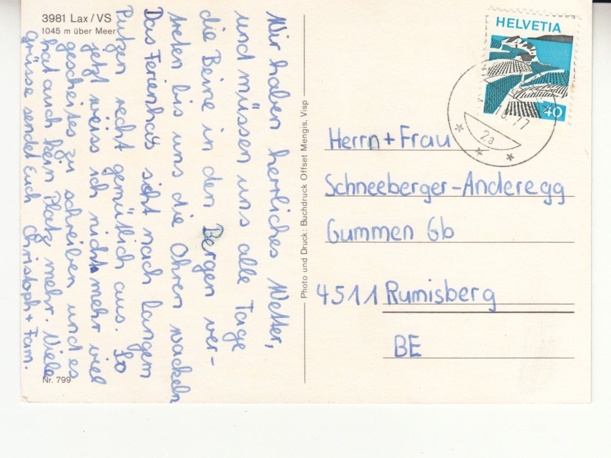 Cartes postales: Lax 1977 – D'occasion à Bürglen TG par StampGraf 1