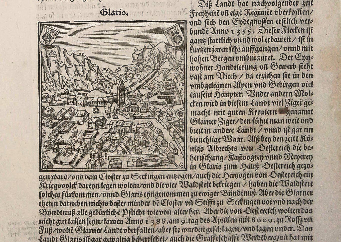 Incisioni: Glarus Originalholzschnitt um 1550 – Usato da Rafz venduto da Helvet32