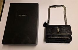 YSL SUNSET MEDIUM IN CROCODILIMITAT, Neuwertig mit OVP