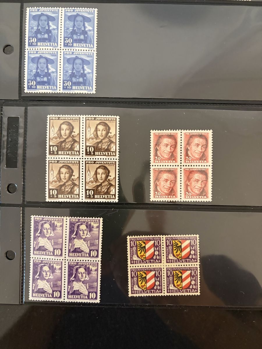 Alle Briefmarken: Pro Juventute 4er-Block postfrisch div. Jahre – Gebraucht aus Meierskappel von Hala03 3