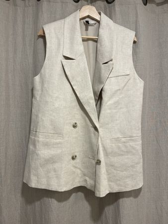  Weste H&M oversize beige  S aus Leinen mix Versand 9.-