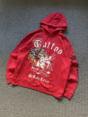 Sweat à capuche Ed Hardy rouge Taille XL