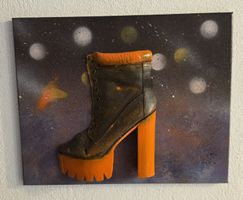 Wandbild Schuh Plattform orange schwarz High Heels