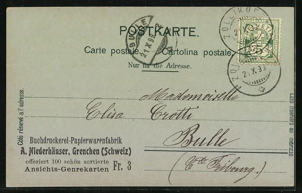 Cartoline postali: Mondschein-AK Bern, Nydeckbrücke, 1899 – Usato da Berlin venduto da bartko-reher 1