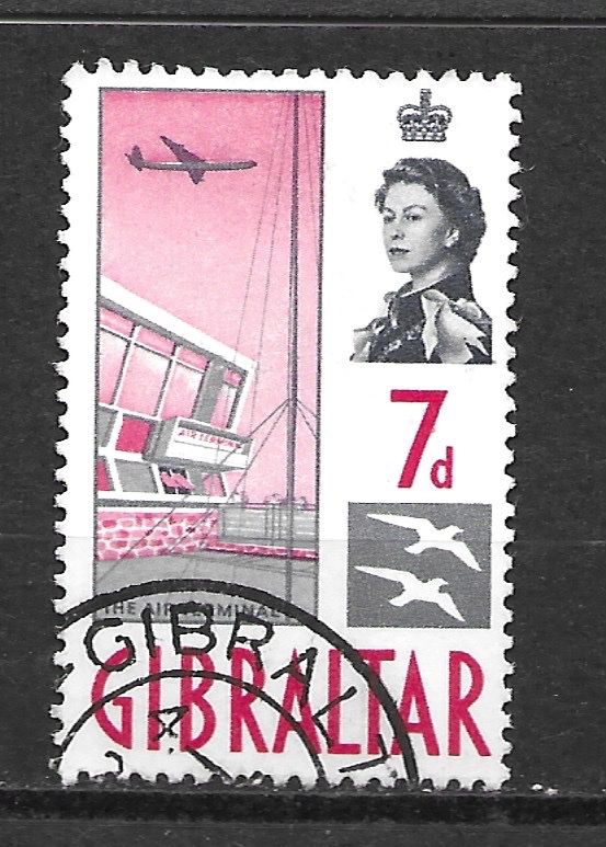 Alle Briefmarken: Gibraltar 1960: Flughafengebäude – Gebraucht aus Zürich von Rainstamps