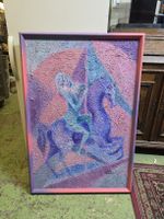 Gemälde gerahmt Struktur 65x95cm Frau auf Pferd