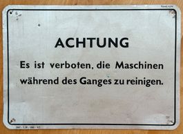 Achtung alte Warnschild Maschine 21 x 14.6 cm