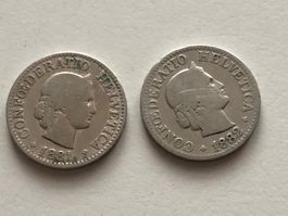 Lot mit 2 Stk. 10 Rp. 1881 und 1882