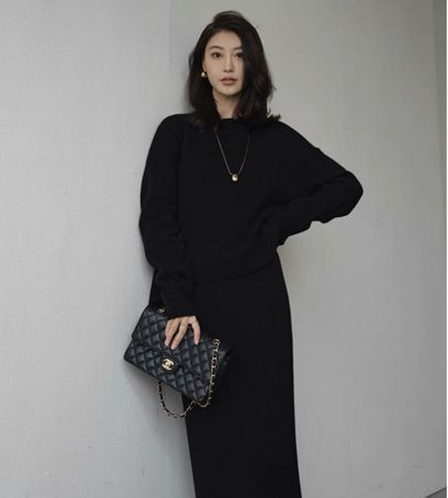 Almost New Black wool knit set, sweater and pants