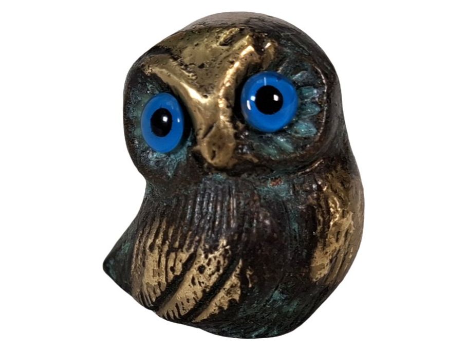 Figurines: Kleine Eulenfigur mit blauen Augen, Bronzefigur – D'occasion à Wil SG par Restwert_Wil