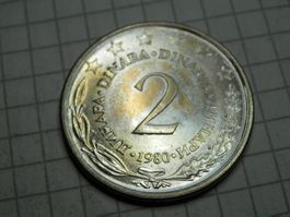 Jugoslawien 2 Dinar, 1980