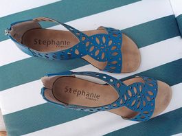 Stephanie Classic Sandalen Blau Leder Designer Gr. 40 Brazil