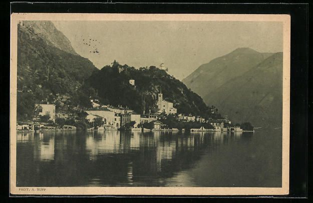 Cartoline postali: San Mamette, Ortsansicht mit Luganer See – Usato da Berlin venduto da bartko-reher
