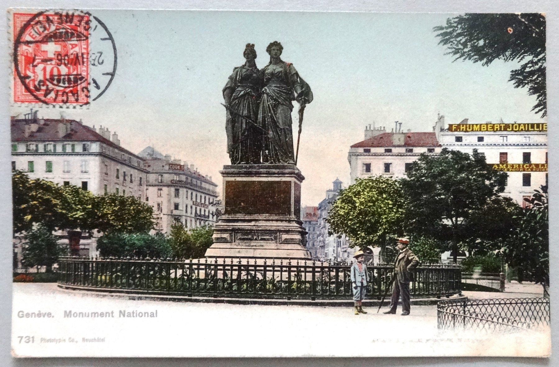 Cartoline postali: Genève - Monument National – Usato da Fétigny venduto da Billy2miny