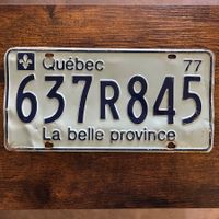 🇨🇦 1977 Vintage Autoschild, Quebec 637R845 - Kanada 
