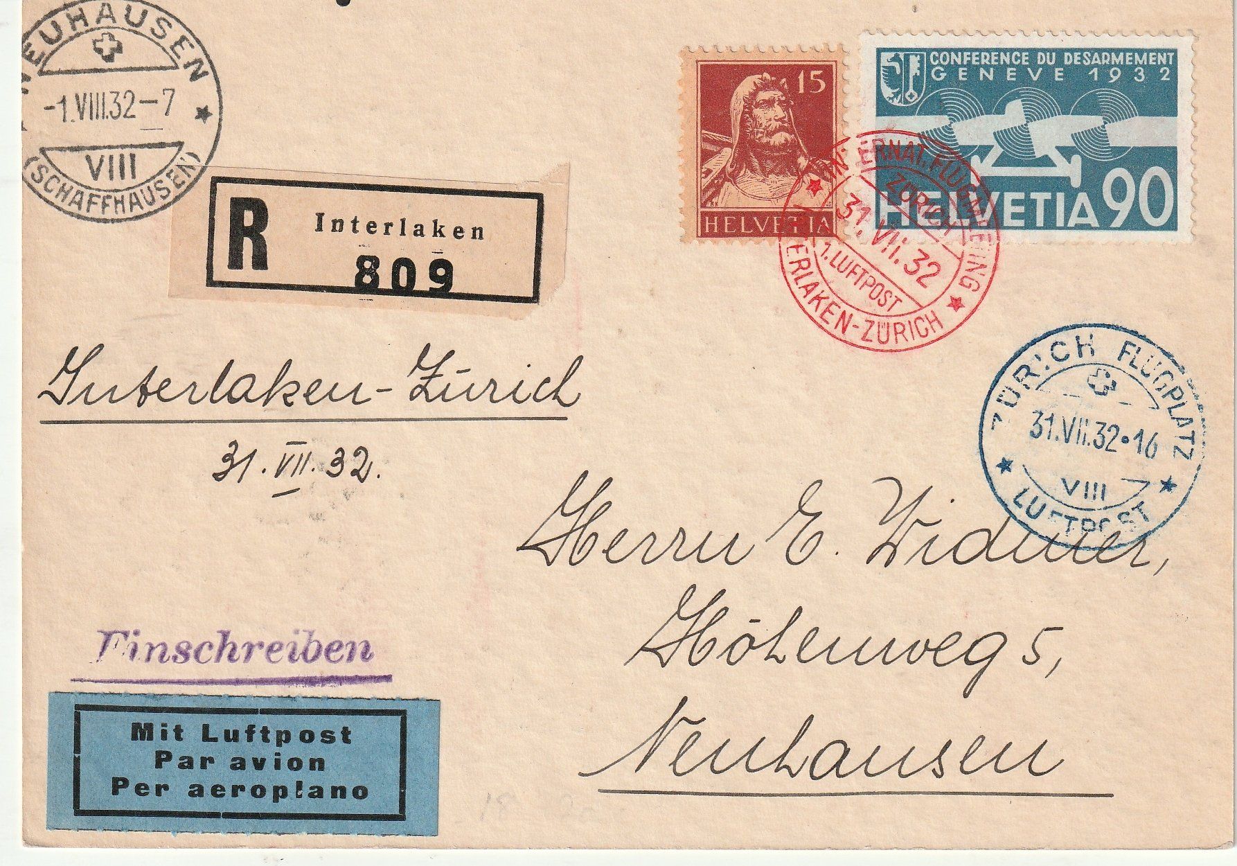 Tutti i francobolli: SF 32.7h, INTERLAKEN - ZURICH – Usato da Bure venduto da Tarif