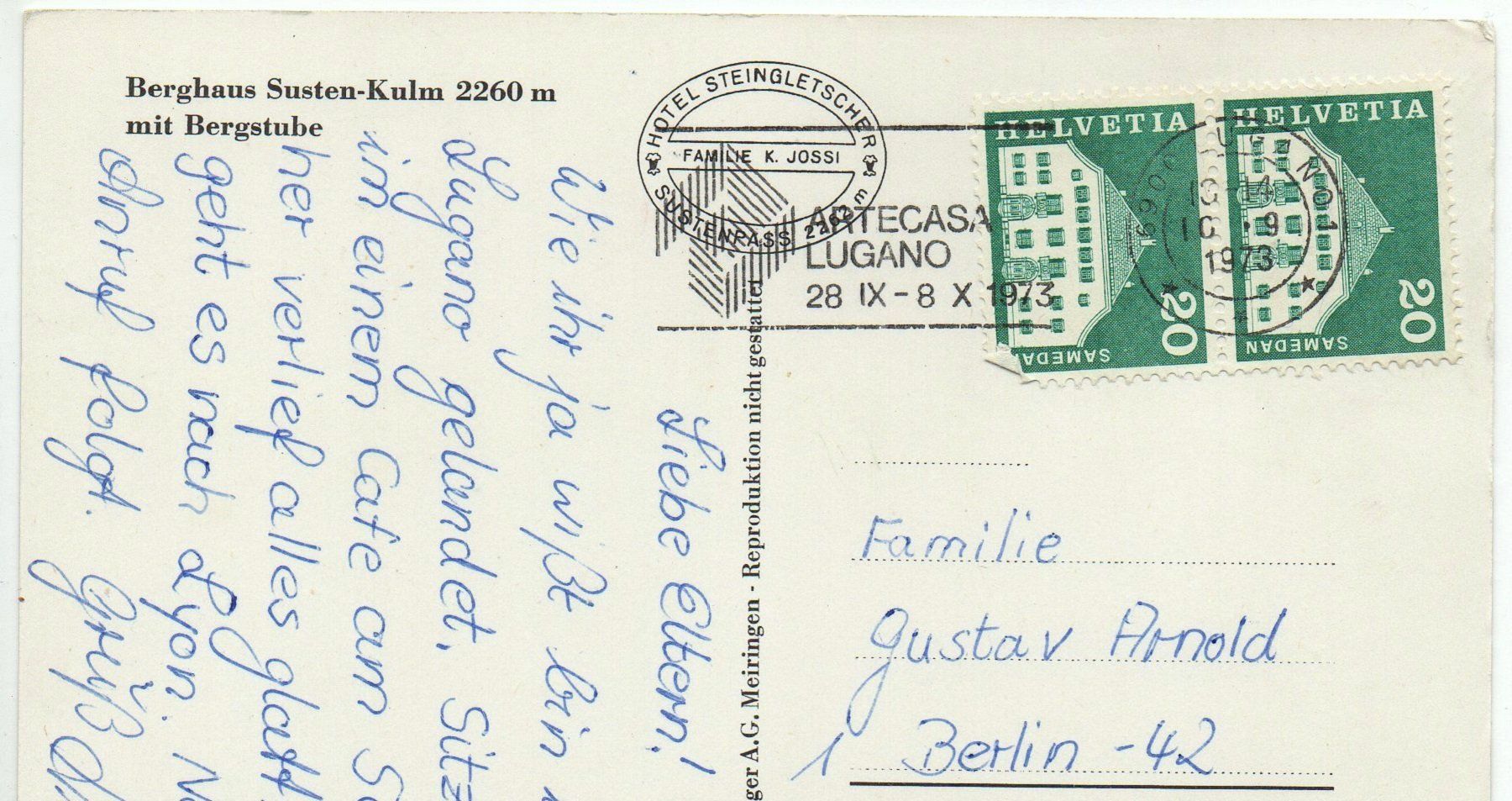 Cartoline postali: SUSTEN KULM Berghaus mit Bergstube – Usato da Jona venduto da philajona 1