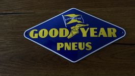 Goodyear Pneus Schild Emaille blau/gelb